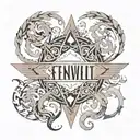 seventeen's song Kidult mixed with their FML album cover album and the Italie word "salute" tattoo design idea