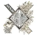 seventeen's song Kidult mixed with their FML album cover album and the Italie word "salute" tattoo design idea