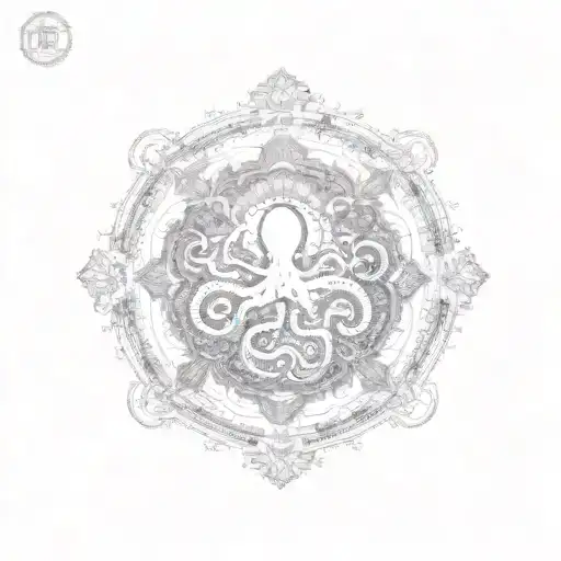 A mandala made of colorful music notes with an octopus in the center tattoo design idea