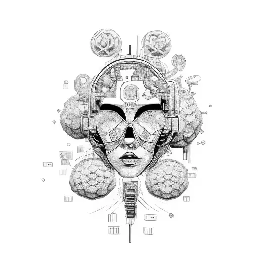 woman manipulate man brain tattoo design idea
