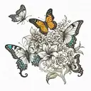 Visualize a tattoo design inspired by the beauty of nature, featuring a lush botanical garden scene. The design could include a variety of flowers, plants, and butterflies, arranged in a harmonious and balanced composition. Intricate details and vibrant colors could bring the garden to life, creating a sense of movement and vitality. This tattoo would symbolize the wearer's love for nature and the outdoors, and would be a refreshing and uplifting piece. It would be well-suited for placement on the shoulder, thigh, or back. tattoo design idea