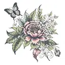 Visualize a tattoo design inspired by the beauty of nature, featuring a lush botanical garden scene. The design could include a variety of flowers, plants, and butterflies, arranged in a harmonious and balanced composition. Intricate details and vibrant colors could bring the garden to life, creating a sense of movement and vitality. This tattoo would symbolize the wearer's love for nature and the outdoors, and would be a refreshing and uplifting piece. It would be well-suited for placement on the shoulder, thigh, or back. tattoo design idea