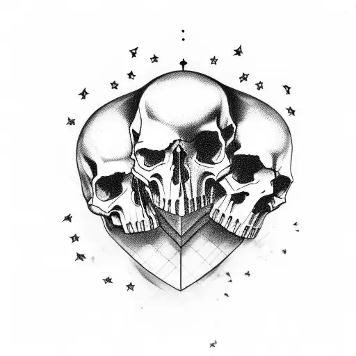veteran suicide memorial with skulls tattoo design idea