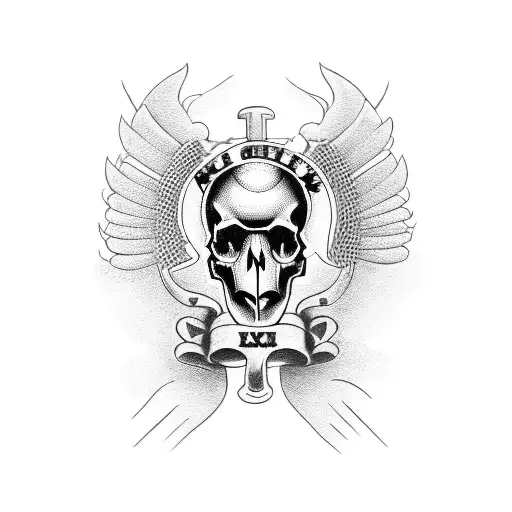 veteran suicide memorial with skulls tattoo design idea