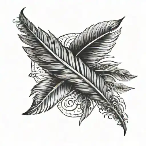 india americana plumas colgando tattoo design idea