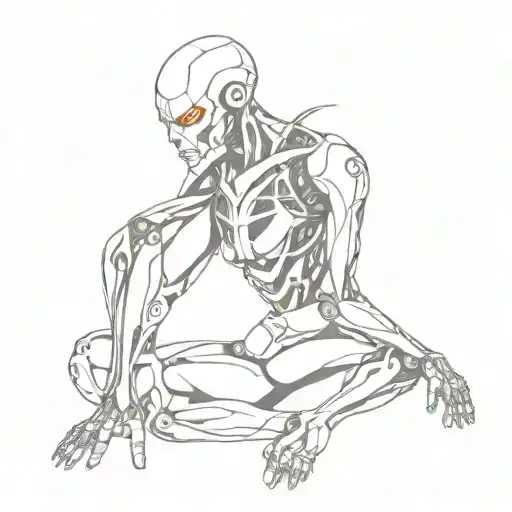 biomech bionic cyborg tattoo design idea