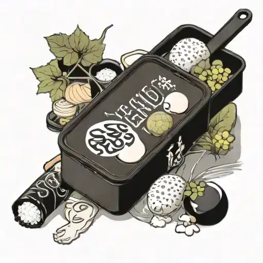 cute bento box, minimalist style, forearm placement, small size, black and white. include word globe and japense writing tattoo design idea