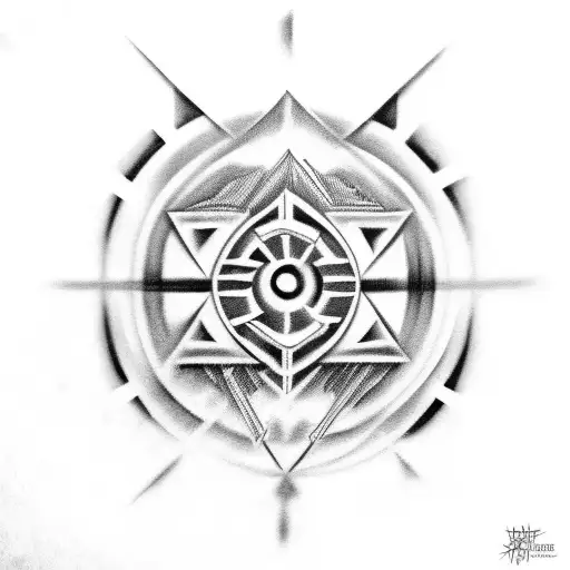 Freesoul DJ mixing tribal and techno symbols tattoo design idea