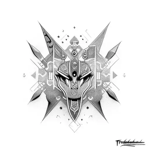 Freesoul tribal and techno symbols tattoo design idea