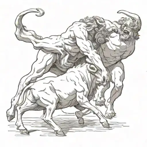 Hercules wrestling with a bull tattoo design idea