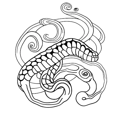 half snake's skeleton half plant  tattoo design idea