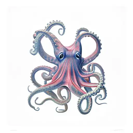 red octopus stretching tattoo design idea