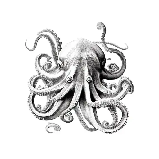 red octopus stretching tattoo design idea