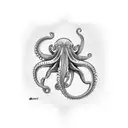 red octopus stretching tattoo design idea