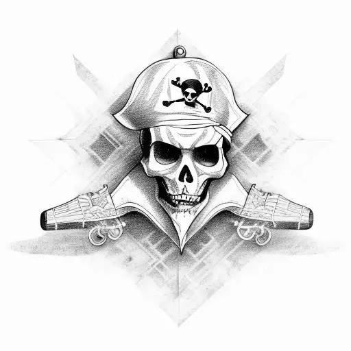 Pirate holding electric guitar tattoo design idea