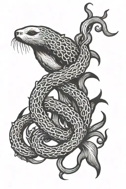 kelp anchor kraken sea otter tattoo design idea