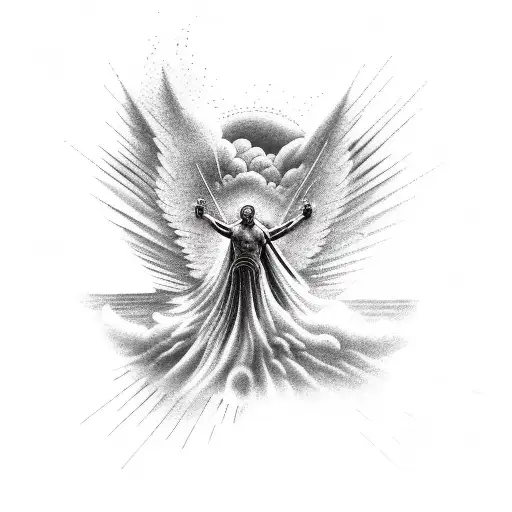 FALL OF ICARUS IN A STORM BACKGROUND tattoo design idea