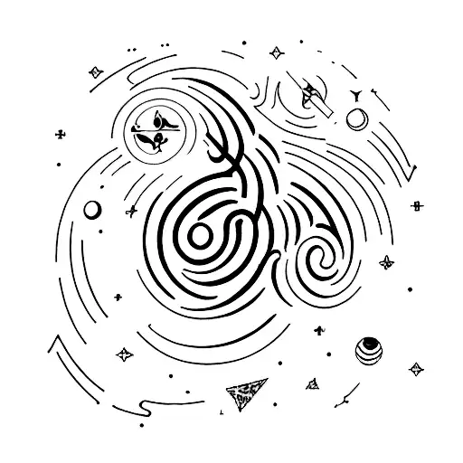 Cosmic journey through the afterlife tattoo design idea