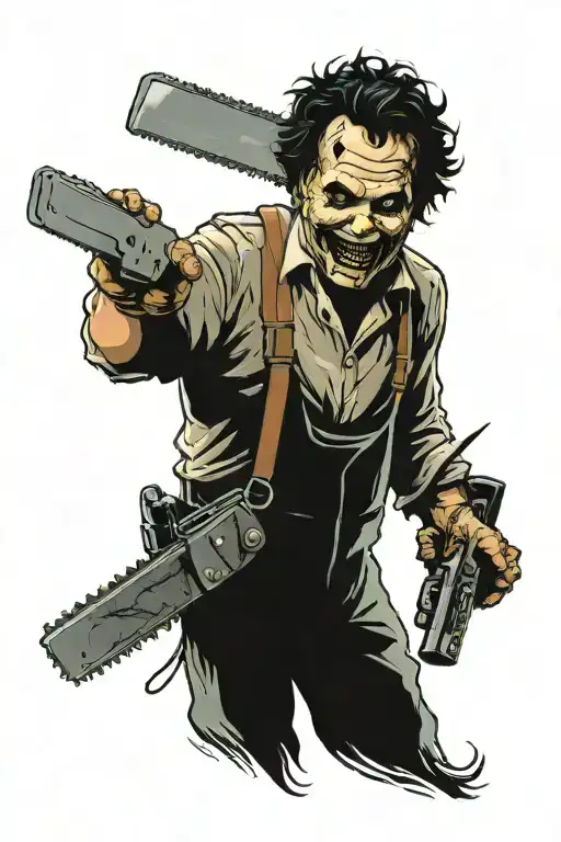 leatherface with chainsaw tattoo design idea