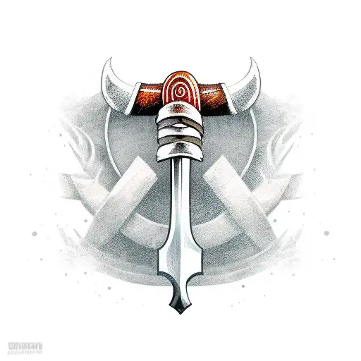 viking axe centered tattoo design idea