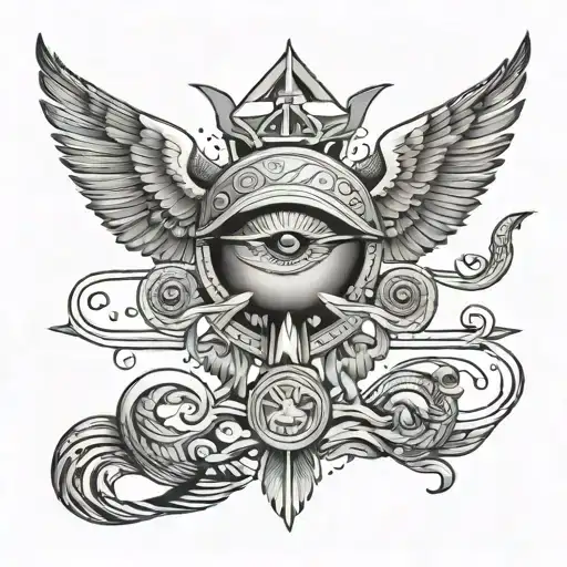 egyotian, Jupiter, hieroglyph, realistic,  tattoo design idea