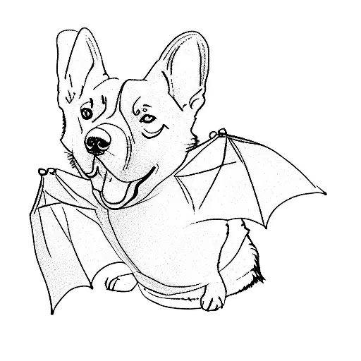 a corgi wearing a bat costume tattoo design idea