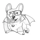 a corgi wearing a bat costume tattoo design idea