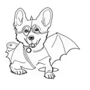 a corgi wearing a bat costume tattoo design idea