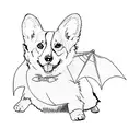 a corgi wearing a bat costume tattoo design idea