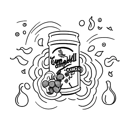 campbell soup cans in front of honey bunches of oats cereal tattoo design idea