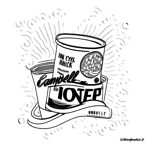 Campbell Soup can in front of Honey Bunches of Oat cereal box  tattoo design idea