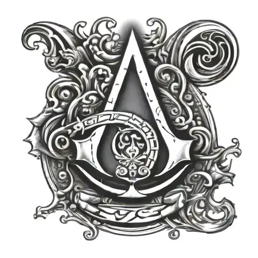 assasins creed 2 logo and symbol intertwined tattoo design idea