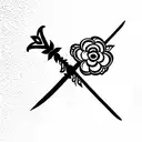 sword with flower tattoo design idea