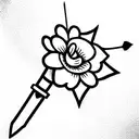 sword with flower tattoo design idea
