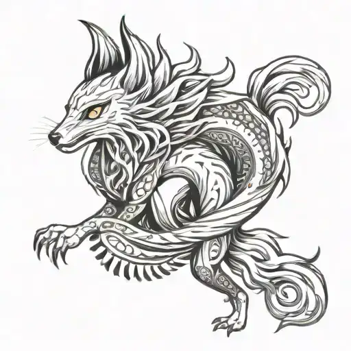 kyuubi nine tailed fox tattoo design idea