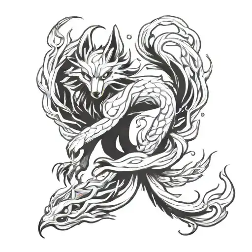 kyuubi nine tailed fox tattoo design idea