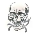 Grim Reaper with stiches and words around it saying "rep what you show" tattoo design idea