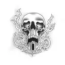 Grim Reaper with stiches and words around it saying "rep what you show" tattoo design idea