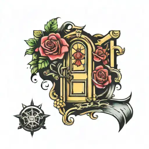 door that is slighlty open tattoo design idea
