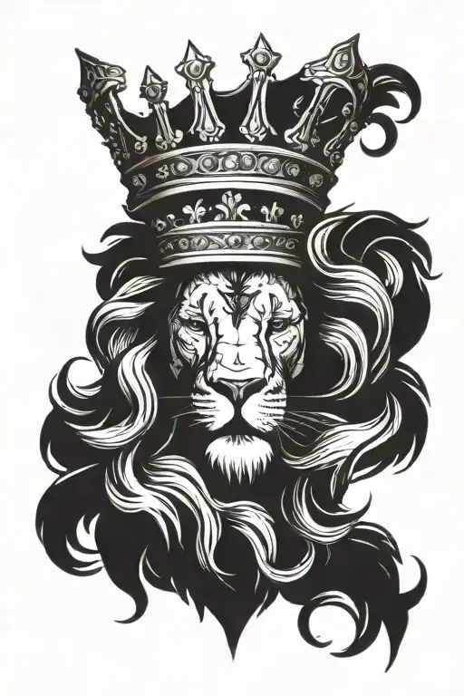 king queen crown lion wearing a crown tattoo design idea