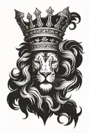 king queen crown lion wearing a crown tattoo design idea