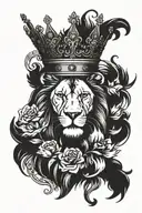 king queen crown lion wearing a crown tattoo design idea