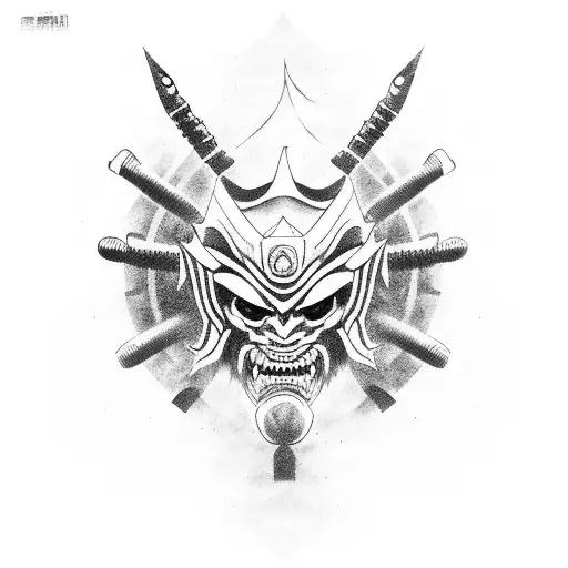 Oni Mask samurai tattoo design idea