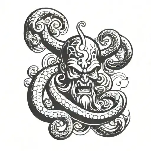 hydra poseidon trident tattoo design idea