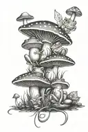 mushroom fairies Forest frogs  tattoo design idea