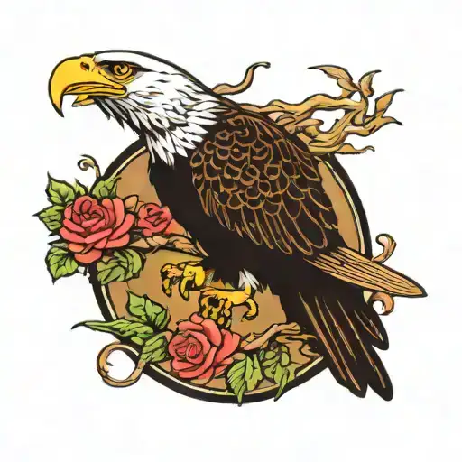 bald eagle and jaguar climbing tattoo design idea