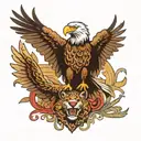 bald eagle and jaguar climbing tattoo design idea