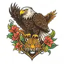 bald eagle and jaguar climbing tattoo design idea