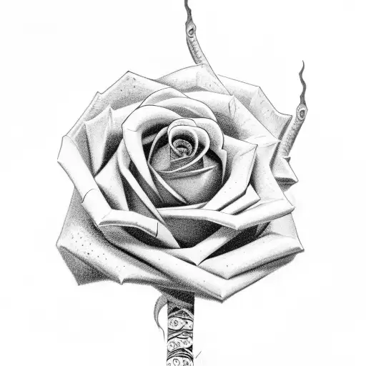long stem rose and snake head  tattoo design idea