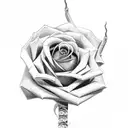 long stem rose and snake head  tattoo design idea
